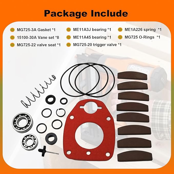 MG725 Tune Up Kit MG725A Repair Kit Compatible With Snap-on MG725 MG725A 1/2" Air Impact Wrench Replacement Part