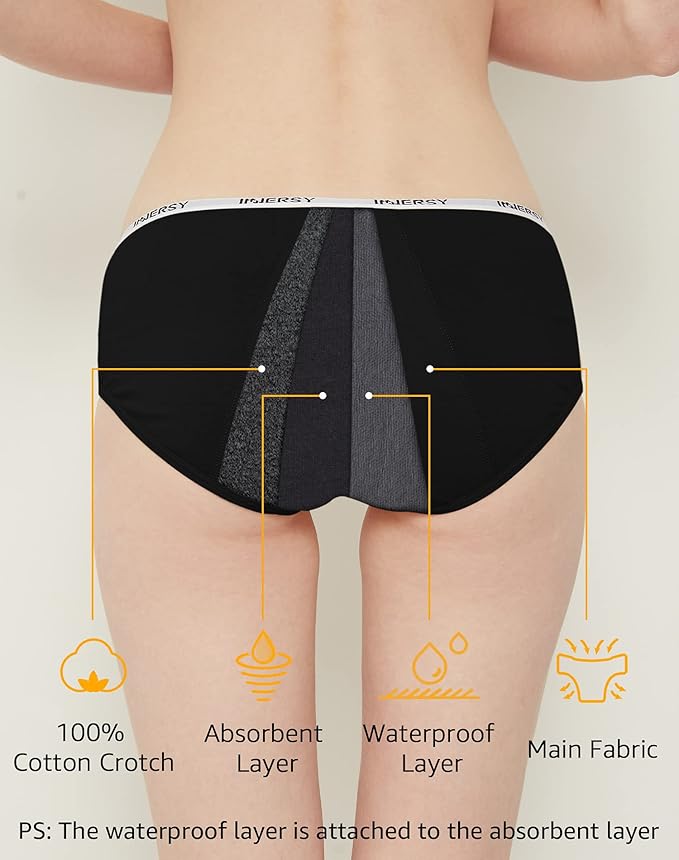 INNERSY Period Underwear for Teens Girls Cotton Leak-Proof Menstrual Panties 3-Pack