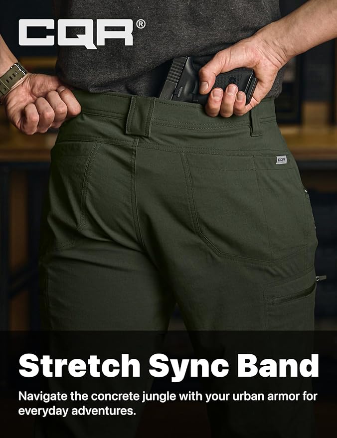 CQR Men's Vent Stretch Pants, Quick Dry Lightweight Casual Cargo Pants, Water Resistant Straight-Fit Utility Work Pants