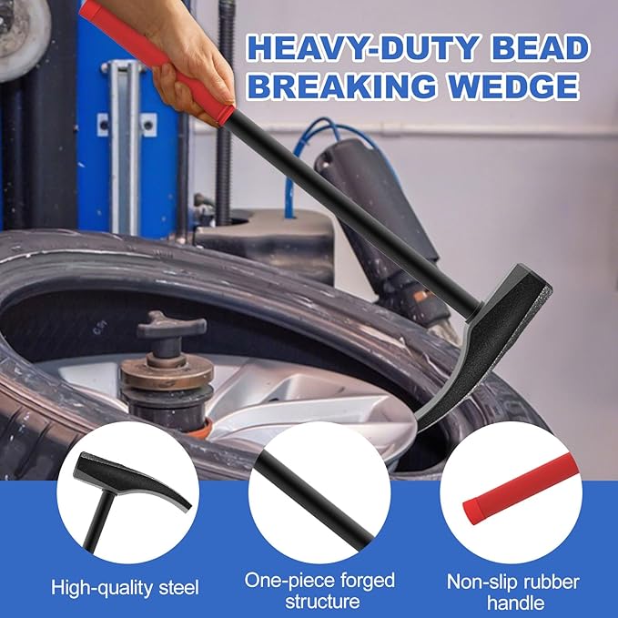 Steel Tire Mount Demount Tool 22.5" to 24.5" Semi Tire Changing Tool to Tire Hammer with Extra Bead Keeper, Tubeless Truck Bead Breaker Manual Tire Changing Tools for Car Repairing