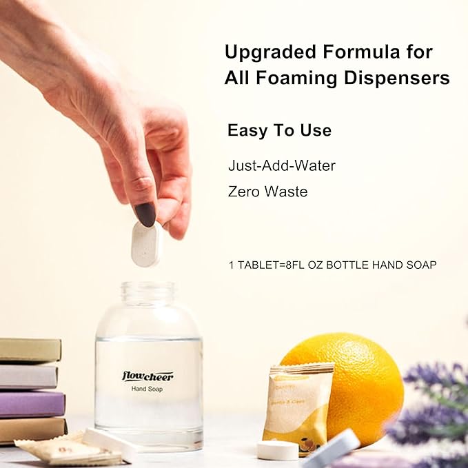 Foaming Hand Soap Tablet Refills, 12 Pack (Makes 12 x 9 fl oz), Lemon Scented soap tablets, Fresh & Clean Handwash, No Plastic Bottle