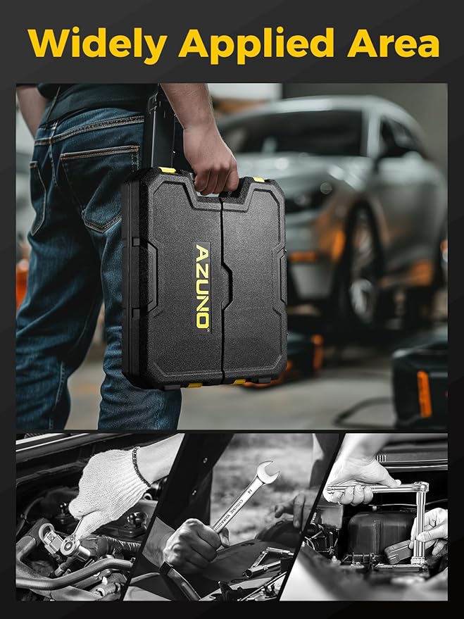 AZUNO 203PCS Mechanic Tool Set, DIY Hand Tool Kit Set, Auto Repair Tool Box, Multi-Function Organizer with Black Storage Case