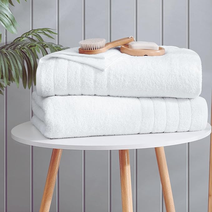 Casa Platino 100% Cotton 4 Pack Bath Towels (30"x60") - Ring Spun Cotton - Large Towels for Bathroom - Quick Drying, Highly Soft & Absorbent Shower Towel Set - Hotel & Spa Quality - White Towel Set