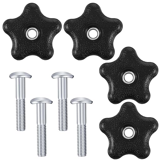4 Pcs Lawn Mower Handle Bolts, Handle Knob and Screw Bolt Washer Kits, Machine Accessories Replacement Parts for Lawn Mowers Snow Blowers