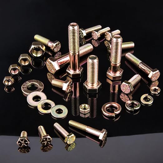 FOLIV 523PCS Grade 8 Bolts and Nuts Assortment Kit, Heavy Duty Nut and Bolt Assortment, 1/4-20 5/16-18 3/8-16 SAE Hex Bolts, Length from 1/2" to 1-1/2"