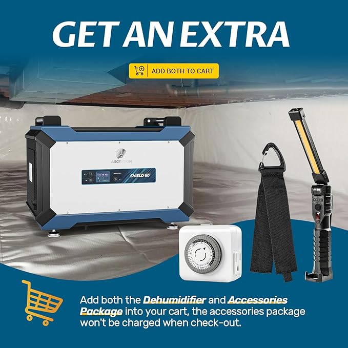 ARGENDON 145 Pint Crawl Space/Basement Dehumidifier with Drain Hose, Commercial Dehumidifiers for Large Space, Industrial, Water Damage, Auto Defrosting, 5 Years Limited Warranty