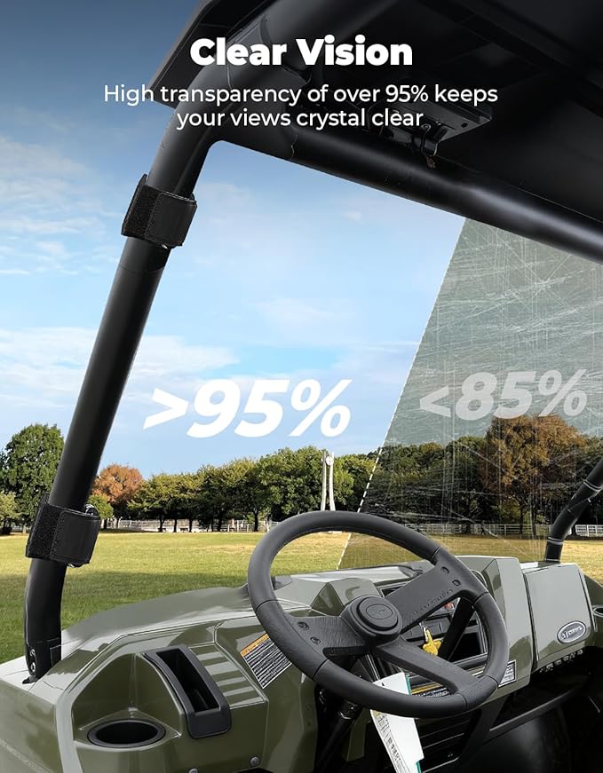 KEMIMOTO Front Windshield Compatible with Ranger Midsize 570 500 SP/Crew 2016-2025, Scratch Resistant PC UTV Windshield Compatible with 2015-2021 Ranger ETX EV Accessories Parts (Not Fit FullSize)