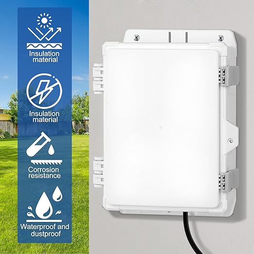 Electrical Junction Box 8.7"x5.3"x3" ABS Waterproof Enclosure Plastic Weatherproof Project Box with Internal Mounting Panel Hinged Cover (Grey Plastic)