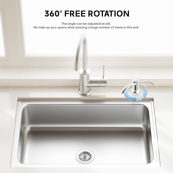 SAMODRA Built-in Kitchen Sink Soap Dispenser (Chrome) with 39" Extended Tube Kit, Upgraded Leak-Proof Design, No More Messy Refill