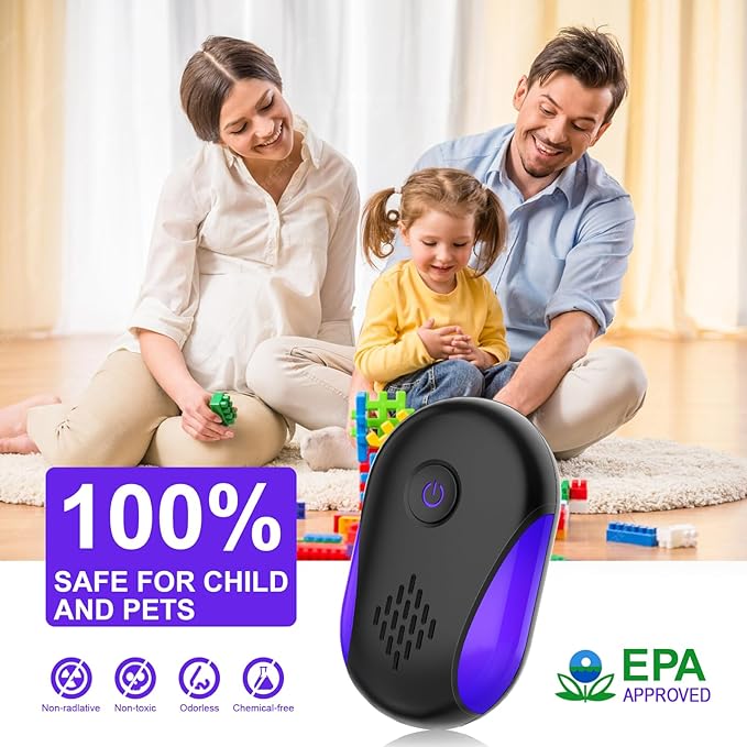 Upgraded Ultrasonic Repeller 6 Pack,Indoor Ultrasonic Repellent, Electronic Plug in Pest Control for Bugs,Mosquito,Roach, Ant, Rodent, Mouse, Spider Repellent for House, Warehouse, Garage