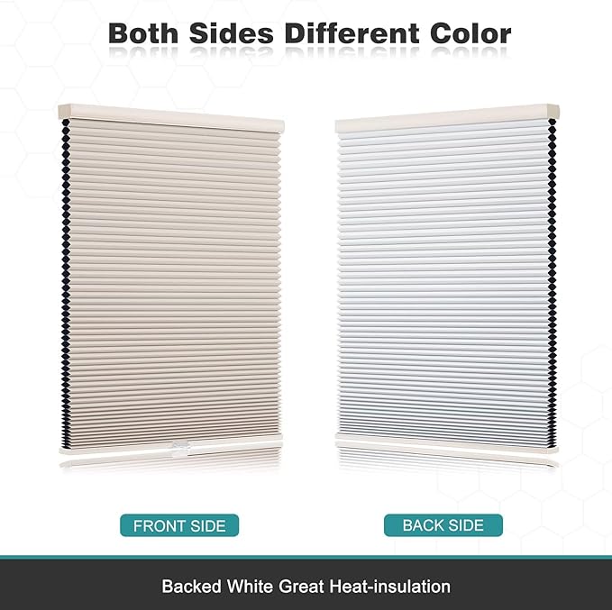 Changshade Cordless Cellular Shades, Blackout Honeycomb Shades for Windows, Pull Down Pleated Blinds, Easy to Install for Indoor Windows and French Doors,30.5" W x 72" H, Beige