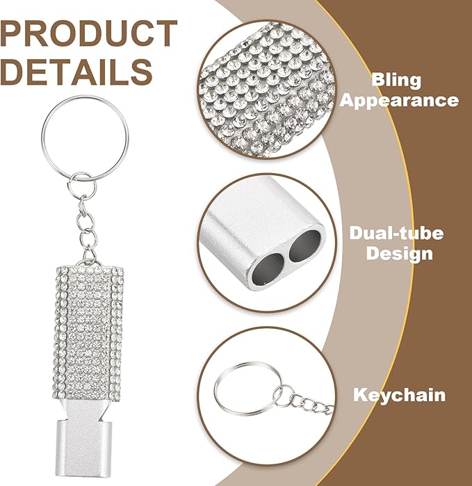 PATIKIL Emergency Whistle with Keychain, Bling Safety Survival Whistles Rescue Signaling Loud for Outdoor Camping Hiking Boating Hunting Fishing
