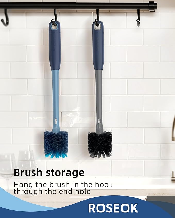 2in1 Bottle Scrubbing Brush with Straw Brush has Long and Comfortable Handle, Cleaning Glass, Sports Bottle, Coffee Mug,1 Pack, Grayish Blue