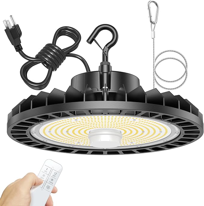 240W UFO LED High Bay Light Dimmable with Remote Control 36000lm 5000K UFO ETL DLC Listed High Bay LED Shop Lights for Warehouse Garage AC 100-277V