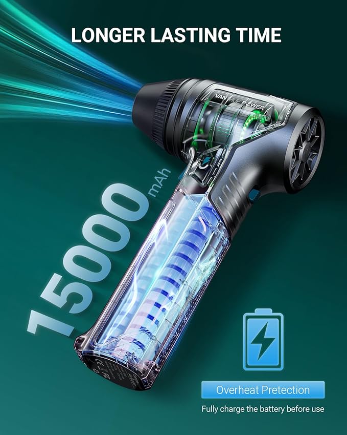 Electric Air Duster-28.22OZ Market Maximum Wind Pressure, Super Power Cordless Duster, Rechargeable Brushless Motor Durable Blower, 3-Gear Adjustable for Keyboard, Car, House, Patio