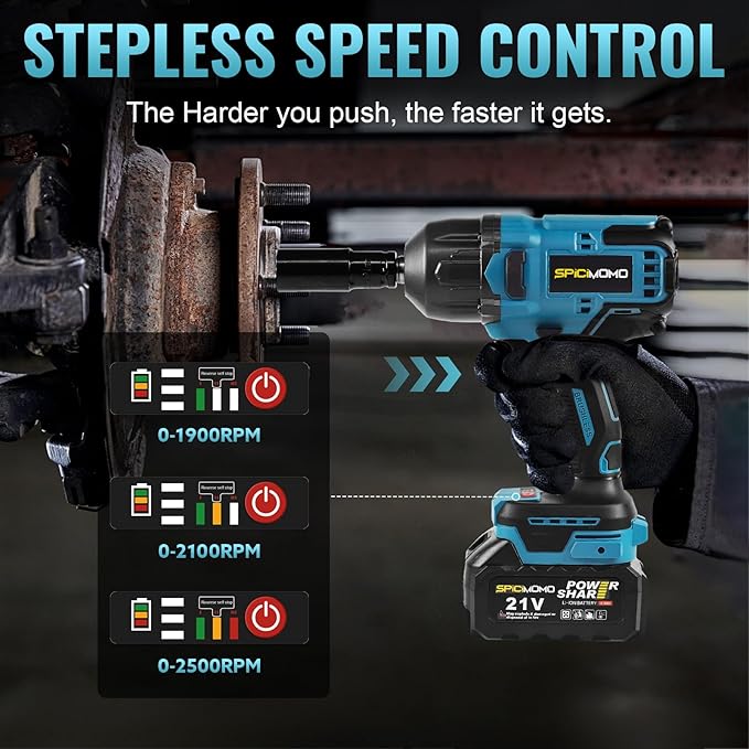 1/2 inch Cordless Impact Wrench - 1200N.m High Torque Heavy Duty Impact Gun with 2x 4.0Ah Batteries, 21V Powerful Impact Driver/Drill for Tough Auto Repair and Construction Tasks