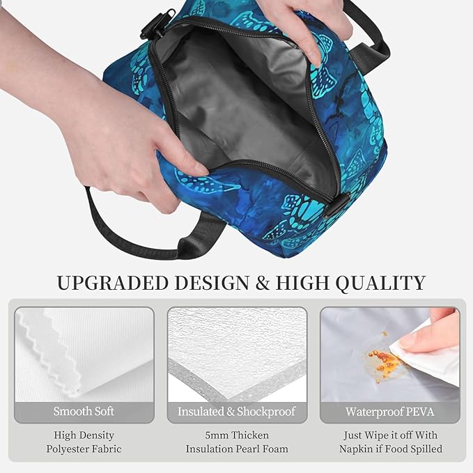 Reusable Insulated Lunch Bag with Adjustable Strap for Kids 3+ Toddler, Girl, Boy Women Men Leakproof Portable Cooler Tote Cute Quilted Bags for Work Travel Picnic
