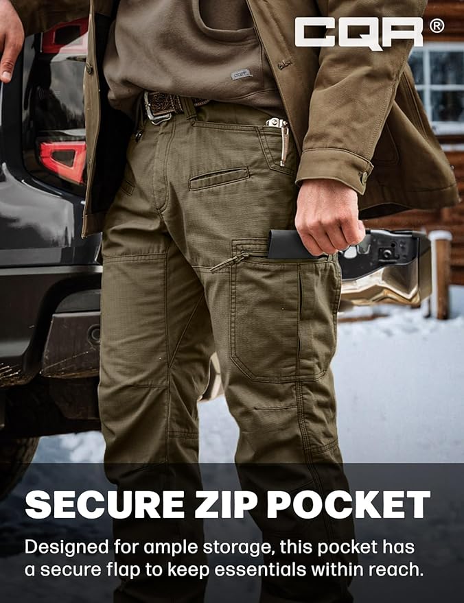 CQR Men's Winter Tactical Cargo Pants, Thermal Fleece Lined Outdoor Snow Ski Hiking Work