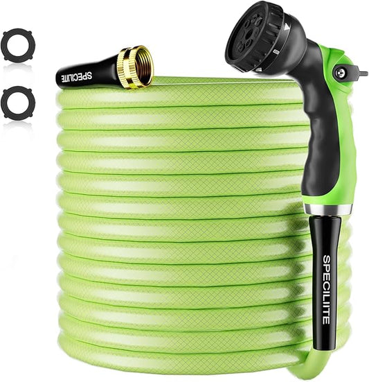 SPECILITE Flexible Garden Water Hose 75 Ft, Heavy Duty, Lightweight and Leak-Proof Pipe× 1/2 In, 3/4" Brass Swivel Fittings,Burst 600 PSI, Non-Expandable, Kink-Proof, For Car, Yard, Outdoor, Lawn