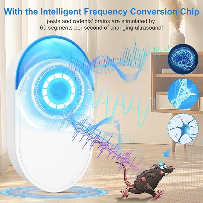 2025 Upgraded Ultrasonic Repeller 8 Packs, Indoor Ultrasonic and Repellent for Roach, Rodent, Mouse, Bugs, Ant, Mosquito, Mice, Spider, Electronic Plug in Pest Control