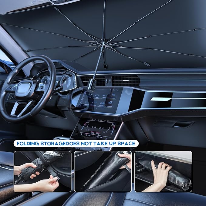 Car Windshield Sun Shade Foldable Car Windshield Sun Shade Umbrella Fit Sedan SUV Pickup Truck Most Vehicles Window Shades Front Windshield Sunshade