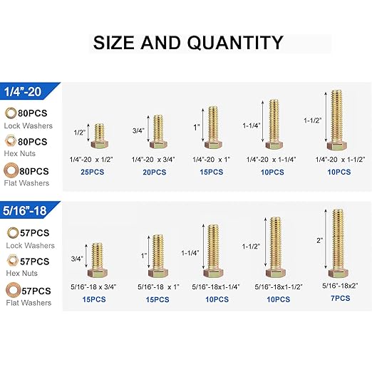 780PCS Haespot 5 to 8 Grade Alloy Steel Heavy Duty Bolt and Nut Assortment Kit, Corrosion-Resistant and Durable,1/4"-20，5/16"-18，3/8"-16, 1/2"-13 Imperial Units Multi-Size, Professional Storage