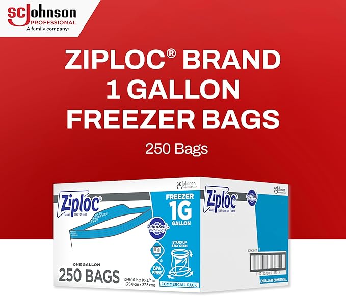 Ziploc® Freezer And Storage Bags, 1 Gallon, Box Of 250 Bags