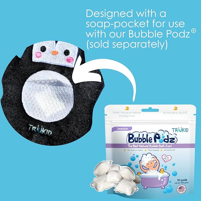 TruKid Watermelon Bubble Podz & BubbleGlove Set – Bubble Bath Pods and 2 Wash Gloves for Toddlers and Kids