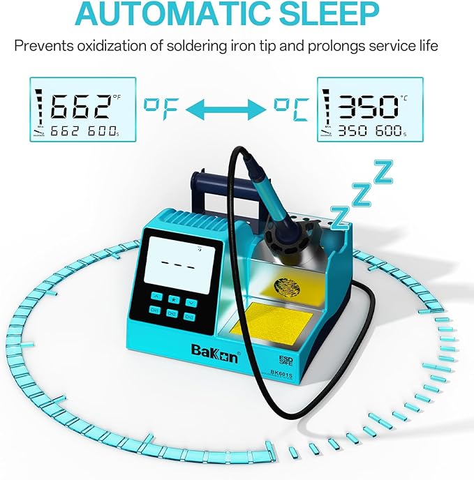 90W Soldering Station Kit, Electronic Rework Soldering Station with 3 Memory Channels,DIY Solder Kit,356℉～896℉,°C/°F Conversion,Sleep Mode, 5 Iron Tips,Solder Sucker,Soldering Wire,Tweezers