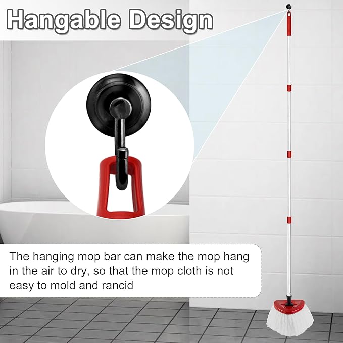 4-Section Spin Mop Handle Replacement, (30 to 58 inch) Stainless Steel Handle Easy Install, Resistant to Deformation, American Threaded Joint, Compatible with O-Ceda Spin Mop Easy Wring Spin Mop Head