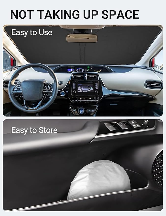 Proadsy 2025 Upgrade Windshield Sun Shade Custom Fit Toyota Prius 2016-2022 (NOT for Prius C or Prius V) 4-Layer Foldable Front Sunshade Protector Sun Visor Blocks UV Rays Keep Car Cooler