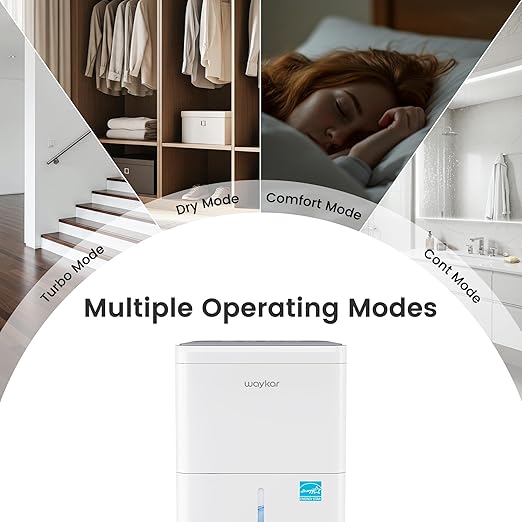 Waykar 2000 Sq. Ft. Energy Star 2025 Dehumidifier for Basement & Home, Adjusts from 15% RH With Drain Hose, Ultra Quiet 35 dB for Bedroom & Bathroom