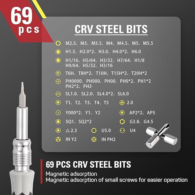 73 in 1 Magnetic Screwdriver Set, DIY Ratchet Precision Screwdriver Set, Precision Multi Tool Kit for PC, Watch, Bicycle, Electronics Maintenance