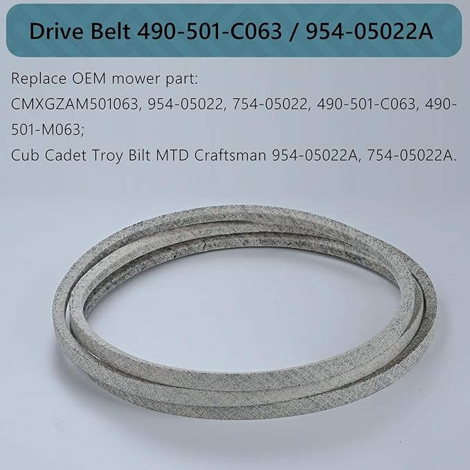 1/2 x 108'' Drive Belt 490-501-C063 / 954-05022A, Mower Deck Belt for CUB Cadet 490-501-C063 Drive Belt 46" Deck 05022 XT1 XT2 LX46 LT46 954-05022A (490-501-C063/954-05022)