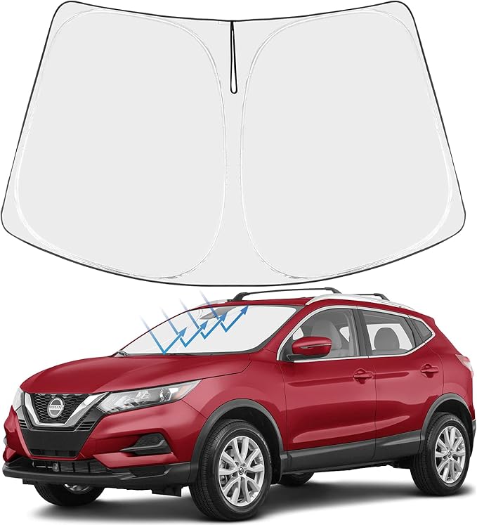 Proadsy 2025 Upgrade Windshield Sun Shade Custom Fit Nissan Rogue 3rd Gen.(Not for Rogue Sport) 2021-2025 4-Layer Foldable Front Sunshade Protector Sun Visor Blocks UV Rays Keep Car Cooler Accessories