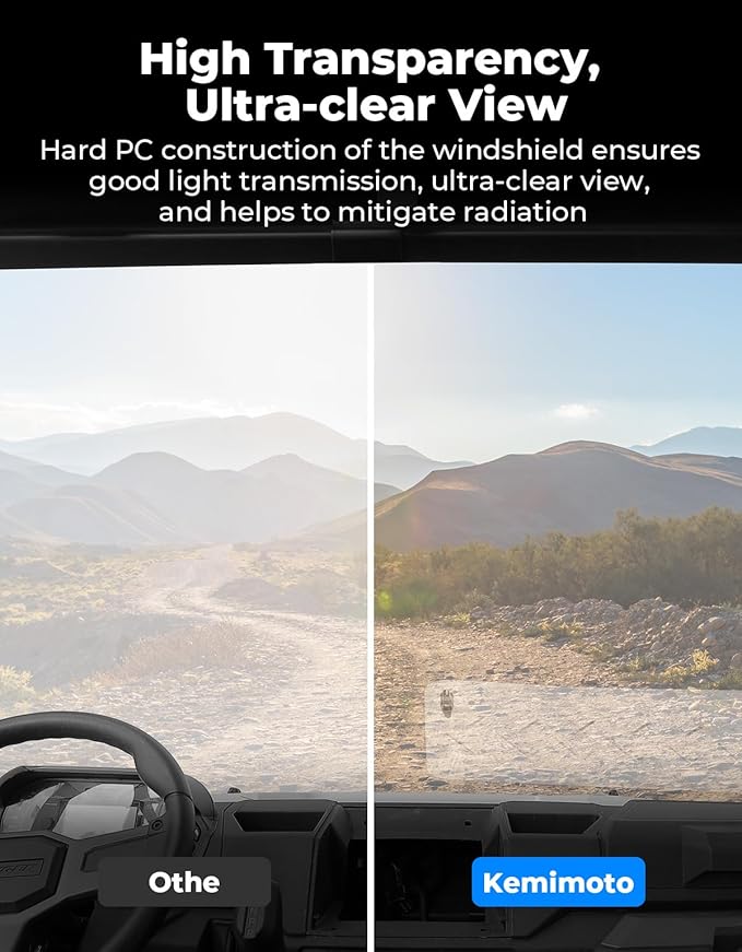 KEMIMOTO Front Vented Windshield Compatible With Polaris Ranger Midsize 570 500 SP/Crew 2015-2025, Scratch Resistant PC UTV Window Compatible With Ranger ETX EV Accessories Parts (Not Fit FullSize)