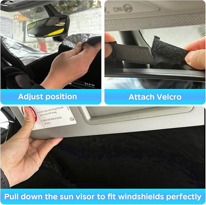 for 2024 Explorer Windshield Sun Shade Folding Sunshade for 2020-2023 Ford Explorer SUV Windshield Cover Custom-fit 240T Sun Protection Front Shield Automotive Car Interior Accessories