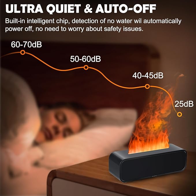 7Color Flame Diffuser, Bonfire and Fireplace 10.7"3"3.1" (Black)