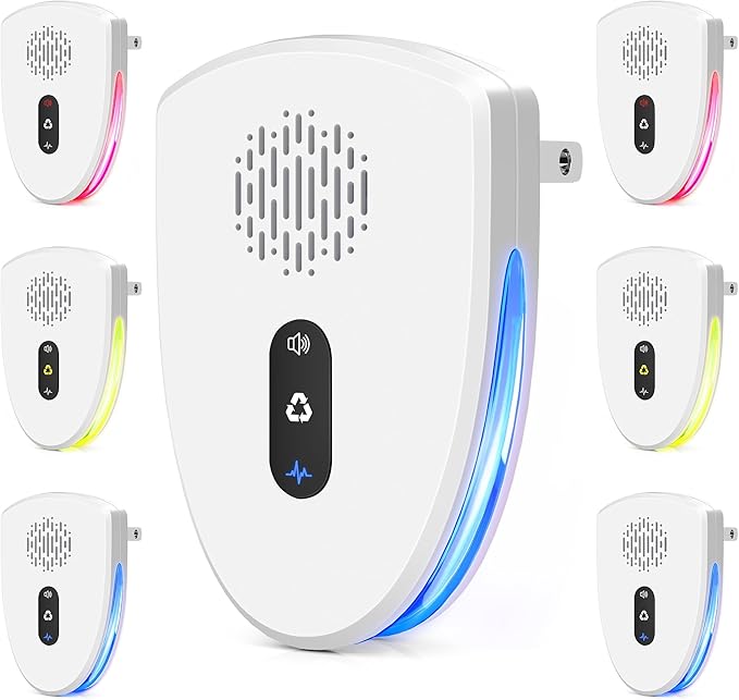 (2025 Upgraded) Ultrasonic Insect & Pest Indoor Repeller, Plug-in Control Device Repellent for Rodent, Mice, Rats, Roaches, Ants, Spiders, Mosquitoes, Bugs, Home, 3 Mode Switching (6 Pack)