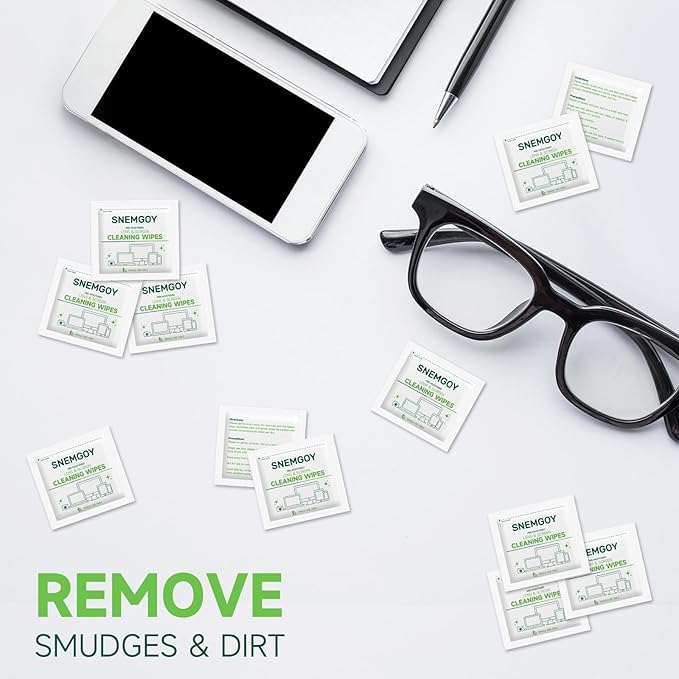 100 Count Lens Cleaning Wipes, Pre-Moistened & Individually Wrapped Glasses Wipes, Eye Glasses Cleaner for Eyeglasses, Camera Lens, Phone, Tablets & Computer Screen and Other Delicate Surfaces