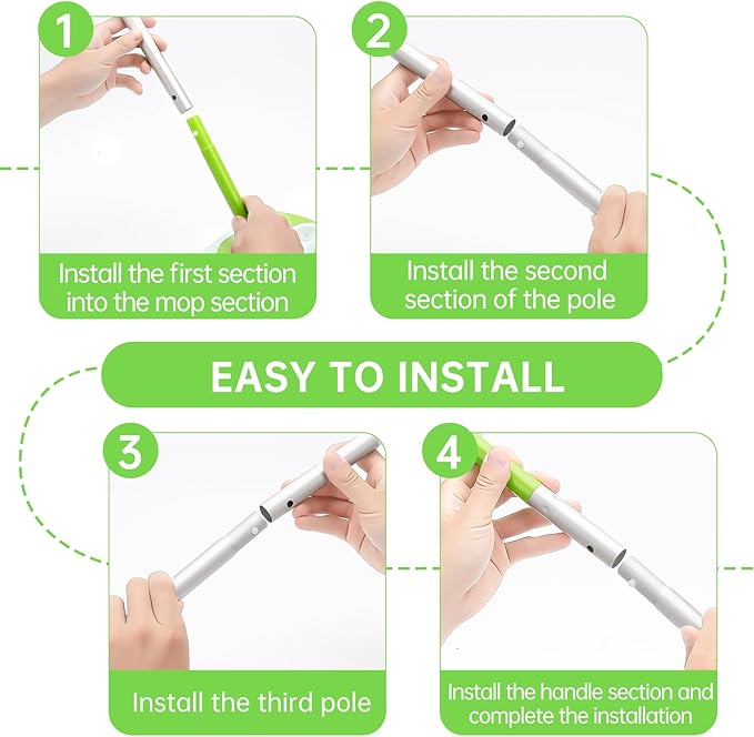 Mop Handle Compatible with Swiffer, Green Extra Long Detachable Mop Handle for Swiffer Dry & Wet Mops, Easy to Install & Replace