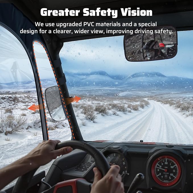 Ehaho Soft Upper Doors Compatible with Polaris RZR XP, Upper Windows Fit with Side Mirror, Upgrade Waterproof Zippers Cab Enclosures Windshield for Polaris 2014-2023 RZR XP 4 1000/19-21 XP4 TURBO