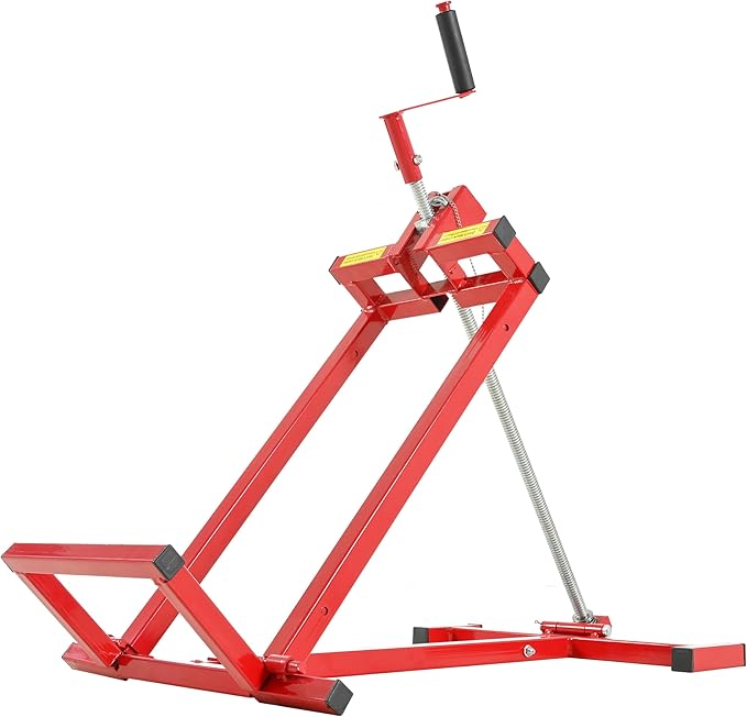 Easy Lawn Mower Lift for Riding Tractors, 800 Lbs Capacity Lawn Tractor Lifter, Ride-on Mower, Cleaning Aid, Universal, Lawn Tractor + 45° Tilt Adjustable, red