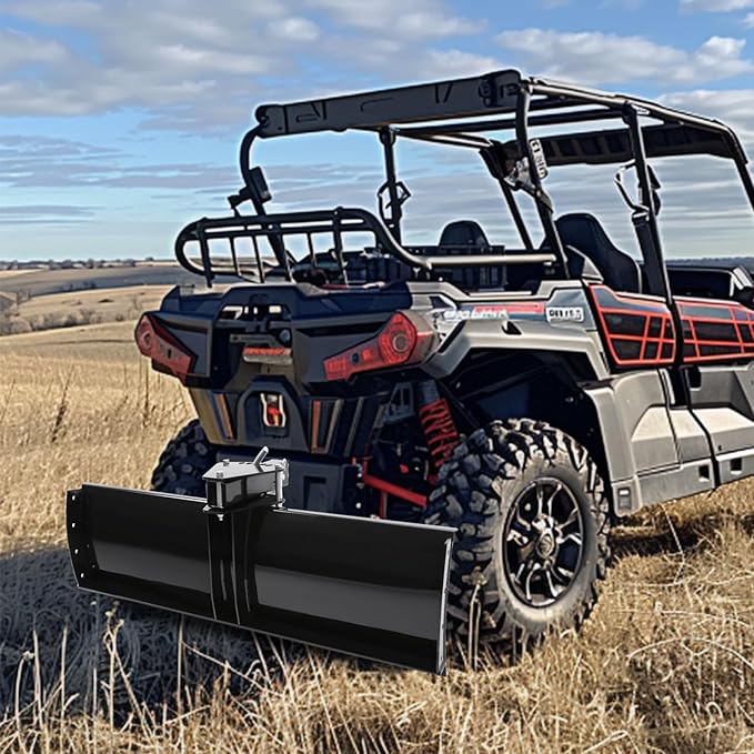 Scrape Blade Implement 3-Point 48" 2 Inch Receiver for ATV UTV Tractor Adjustable Degrees Rear Grading Blade Attachment Driveway Grader Ground Leveler Snow Plow Kit