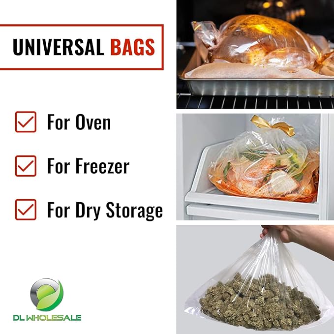 BirdBags Turkey Bags, 19” x 23.5” 25 Pack, Clear Plastic, Food Storage, Freezer, Oven, Groceries Bread