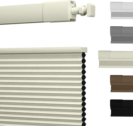 No Drill No Tools Cellular Shades Top Down Bottom Up Blackout Blinds for Windows Cordless Honeycomb Window Shades Easy to Install for Home, Blackout-Beige, Customized Size