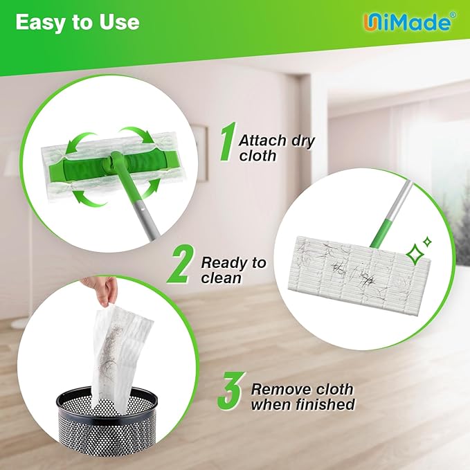 Dry Sweeping Cloths, 52 Count Mop Refill Compatible with Swiffer Sweeper - Disposable Duster Refills Mops for Cleaning Hardwood Floor Dust