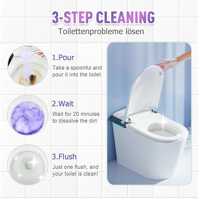 Toilet Cleaner, 2025 New Toilet Bowl Cleaner Toilets Cleane, Toilet Bowl Cleaners, Powerful Foaming Toilets Bowls Cleaner, Self Activating Miracle Powder for Toilet Bowl cleaning (1)