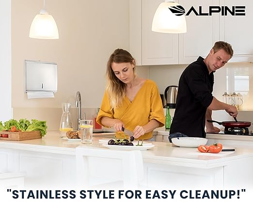 Alpine Commercial Paper Towel Dispenser Wall Mount for Multifold, Trifold & c Fold Paper Towel Holder - Stainless Steel Hand Towel Dispenser for Bathroom & Kitchen