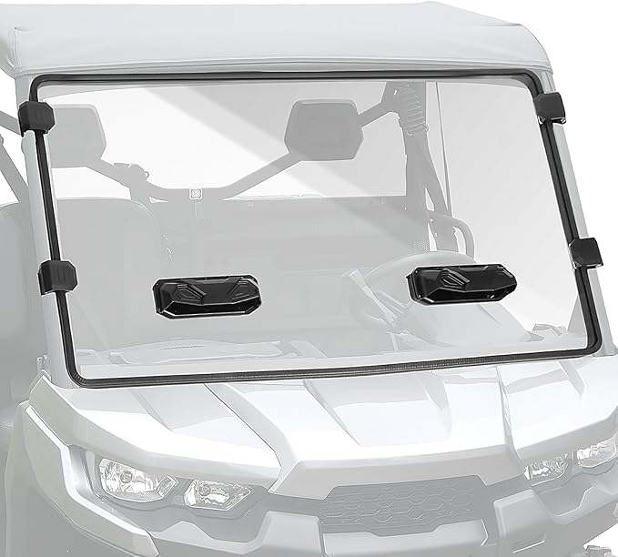 StarknightMT Scratch Resistant Vented Windshield Compatible With 2016-2025 Can-Am Defender HD5/HD8/HD10/MAX, Front Full Defender Windshield Hard Coated Polycarbonate Dust Windscreen